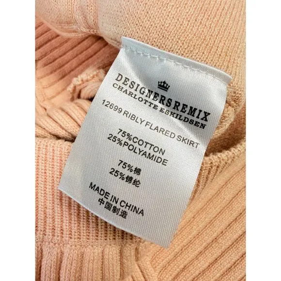 Designers Remix Womens XS Ribly Flared Knit Mini Skirt Powder Nude Scandigirl - Picture 5 of 9